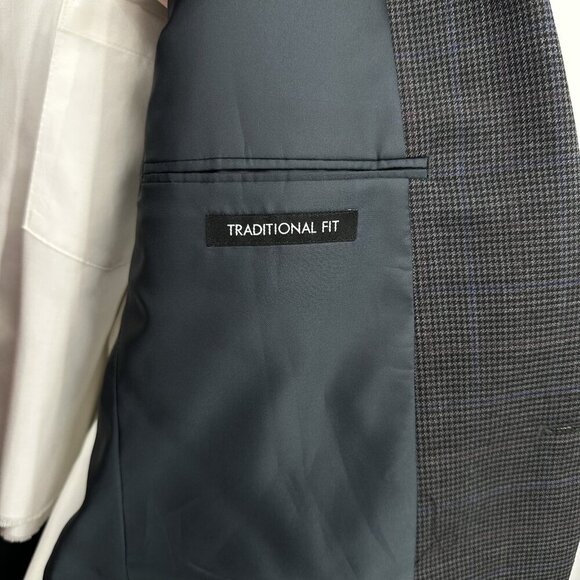 JOS A BANK jacket blazer sport coat traditional fit check 100% wool two btn 42L - Picture 8 of 9